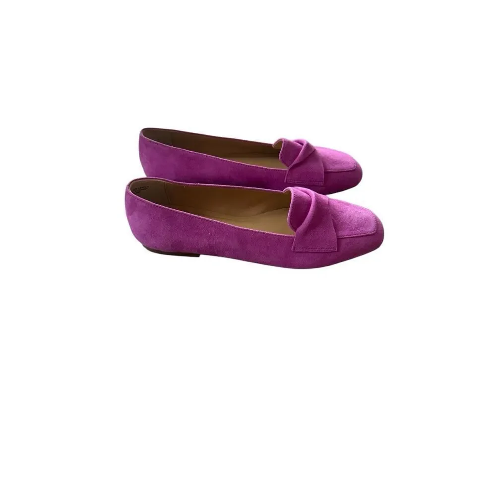 Talbots Womens Fushia Pink Suede Stella Twist Ballet Flats Loafers Size 9.5